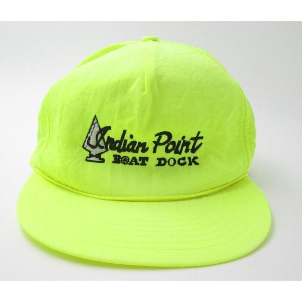 Vintage Indian Point Boat Dock Nylon Trucker‎ Snapback Adjustable Hat (A)
